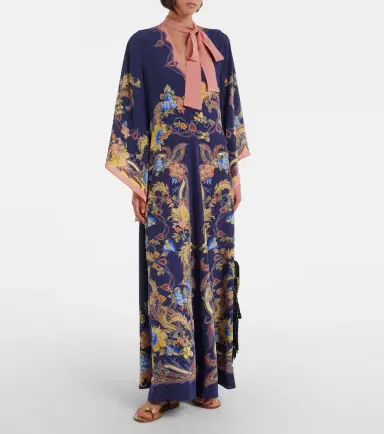 Etro Paisley tie-neck silk maxi dress | Thumbnail 4
