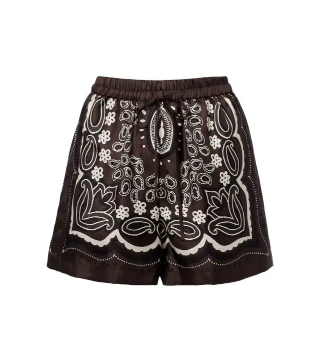 Nili Lotan Frances printed silk twill shorts
