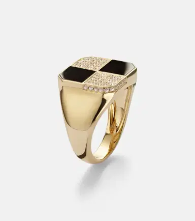 Yvonne Leon Yvonne Léon Damier 9kt gold ring with diamonds and onyx | Thumbnail 4