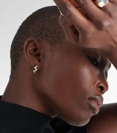 Yvonne Léon Yvonne Léon Mini 9kt gold earrings with diamonds and onyx | Thumbnail 3