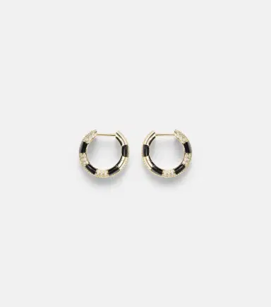 Yvonne Léon Yvonne Léon Mini 9kt gold earrings with diamonds and onyx | Thumbnail 4
