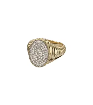 Yvonne Léon Yvonne Léon Chevalière Ovale 9kt gold ring with diamonds | Thumbnail 1