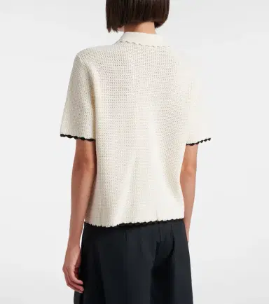 Frame Daybreak crochet scalloped polo shirt | Thumbnail 3 Frame Daybreak crochet scalloped polo shirt | Thumbnail 3