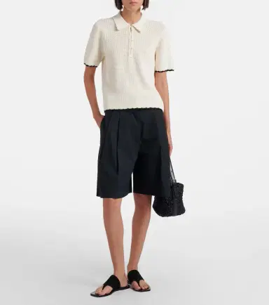 Frame Daybreak crochet scalloped polo shirt | Thumbnail 5 Frame Daybreak crochet scalloped polo shirt | Thumbnail 5