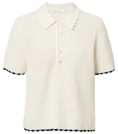 Frame Daybreak crochet scalloped polo shirt | Thumbnail 1 Frame Daybreak crochet scalloped polo shirt | Thumbnail 1