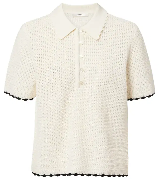 Frame Daybreak crochet scalloped polo shirt