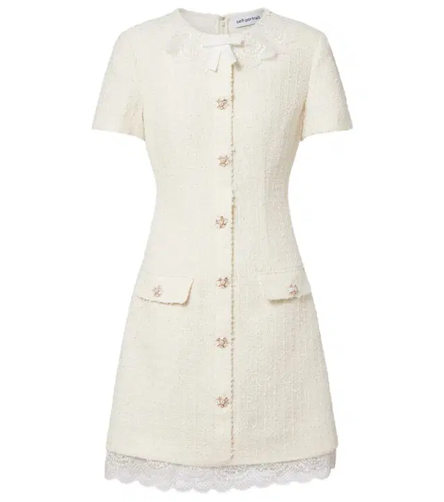 Lace-trimmed bouclé minidress