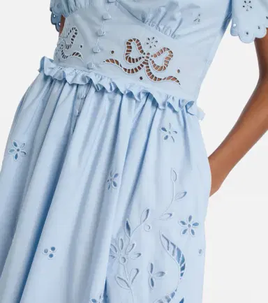 Self-Portrait Broderie anglaise cotton-blend midi dress | Thumbnail 2
