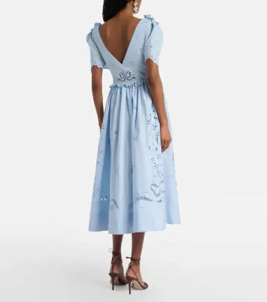 Self-Portrait Broderie anglaise cotton-blend midi dress | Thumbnail 4