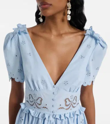 Self-Portrait Broderie anglaise cotton-blend midi dress | Thumbnail 5
