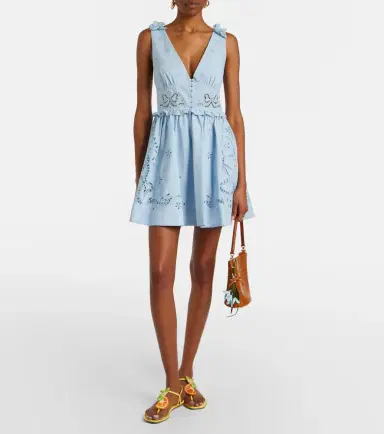 Self-Portrait Broderie anglaise cotton-blend minidress | Thumbnail 2