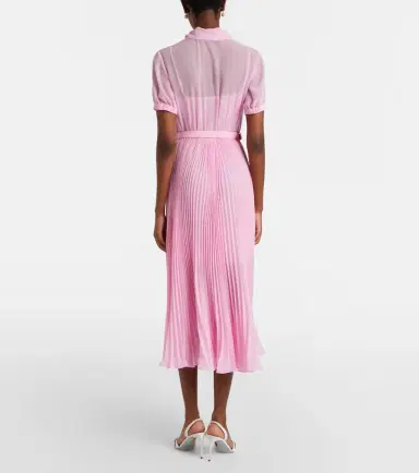Self-Portrait Belted tie-neck georgette midi dress | Thumbnail 3