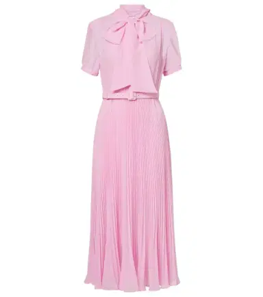 Self-Portrait Belted tie-neck georgette midi dress | Thumbnail 1
