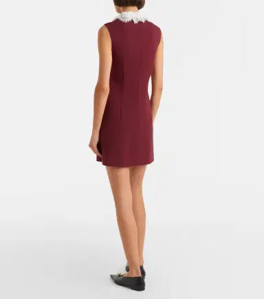 Self-Portrait Lace-trimmed crêpe minidress | Thumbnail 3 Self-Portrait Lace-trimmed crêpe minidress | Thumbnail 3