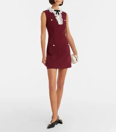 Self-Portrait Lace-trimmed crêpe minidress | Thumbnail 4 Self-Portrait Lace-trimmed crêpe minidress | Thumbnail 4