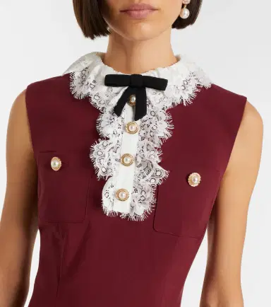 Self-Portrait Lace-trimmed crêpe minidress | Thumbnail 5 Self-Portrait Lace-trimmed crêpe minidress | Thumbnail 5