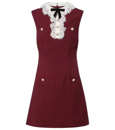 Self-Portrait Lace-trimmed crêpe minidress | Thumbnail 1 Self-Portrait Lace-trimmed crêpe minidress | Thumbnail 1