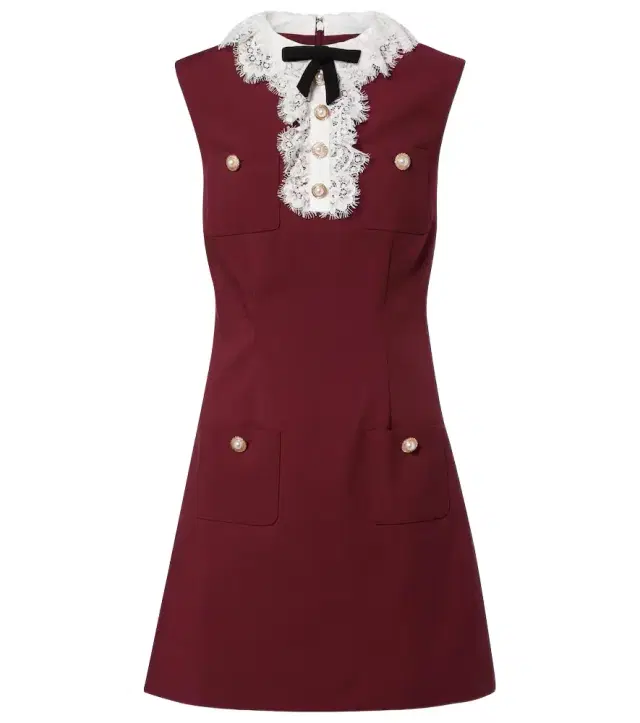 Lace-trimmed crêpe minidress Lace-trimmed crêpe minidress