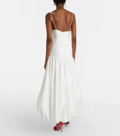 Self-Portrait Gathered cotton-blend maxi dress | Thumbnail 5