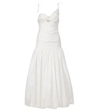 Self-Portrait Gathered cotton-blend maxi dress | Thumbnail 1