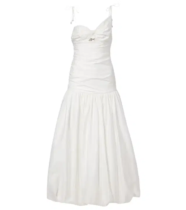 Gathered cotton-blend maxi dress