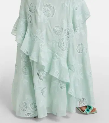 Self-Portrait Embroidered ruffled georgette maxi dress | Thumbnail 2