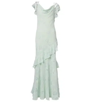 Self-Portrait Embroidered ruffled georgette maxi dress | Thumbnail 1
