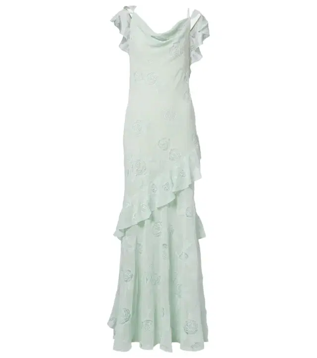 Embroidered ruffled georgette maxi dress