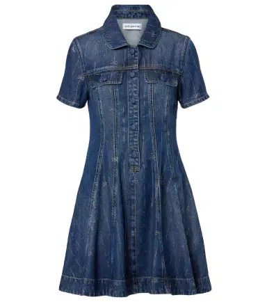 Self-Portrait Embellished pleated denim minidress | Thumbnail 1 Self-Portrait Embellished pleated denim minidress | Thumbnail 1