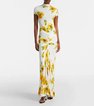 Alaïa Alaïa Floral ruched jersey maxi dress | Thumbnail 6