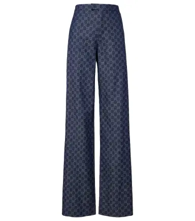 Gucci GG jacquard wide-leg jeans | Thumbnail 1 Gucci GG jacquard wide-leg jeans | Thumbnail 1
