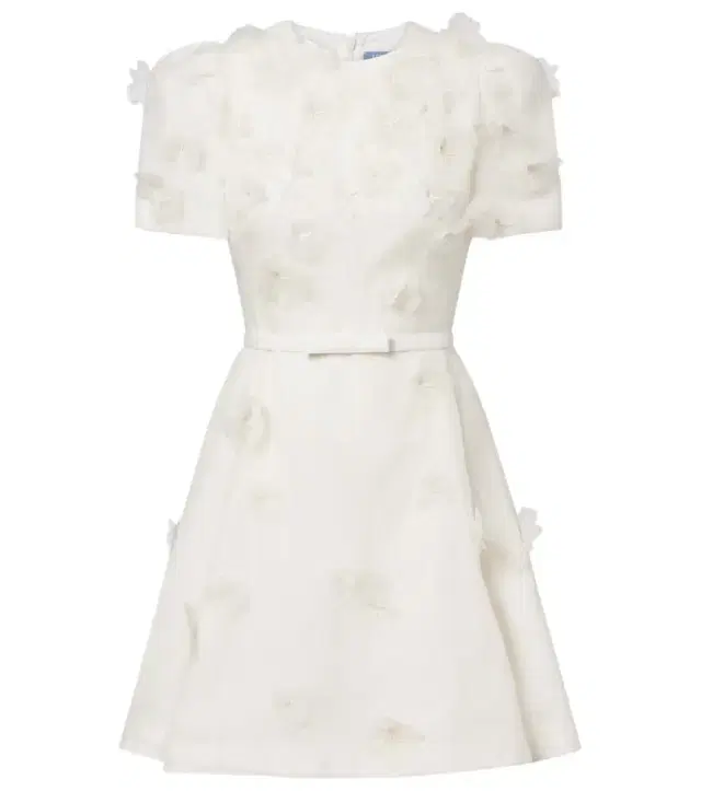 Elyse floral-appliqué linen and silk minidress