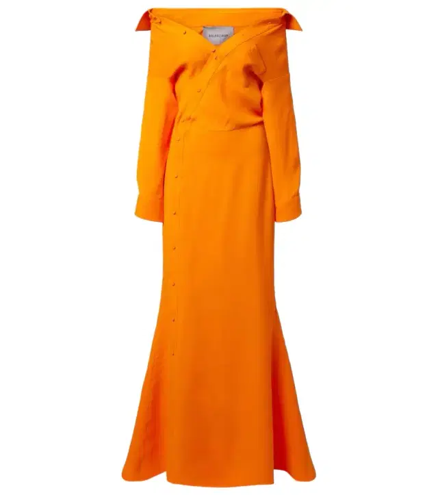 Off-shoulder silk gown