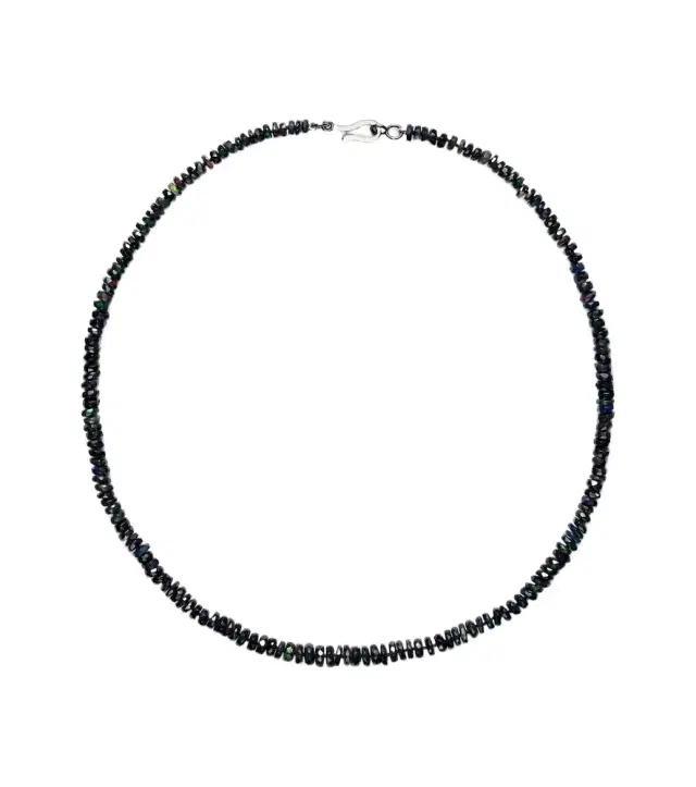 9kt white gold beaded necklace with opals