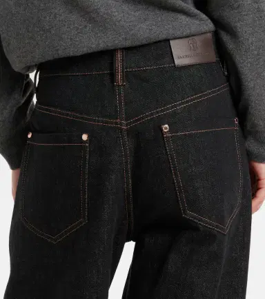 Brunello Cucinelli Leather-trimmed wide-leg jeans | Thumbnail 2 Brunello Cucinelli Leather-trimmed wide-leg jeans | Thumbnail 2
