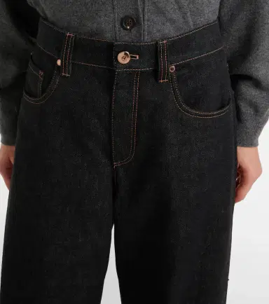 Brunello Cucinelli Leather-trimmed wide-leg jeans | Thumbnail 3 Brunello Cucinelli Leather-trimmed wide-leg jeans | Thumbnail 3