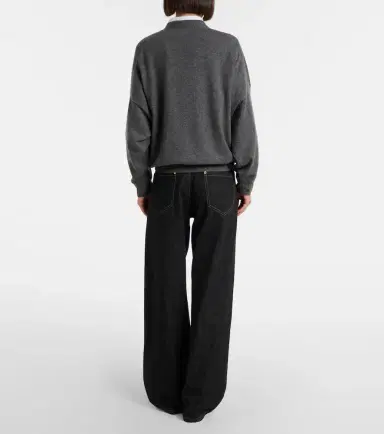 Brunello Cucinelli Leather-trimmed wide-leg jeans | Thumbnail 4 Brunello Cucinelli Leather-trimmed wide-leg jeans | Thumbnail 4