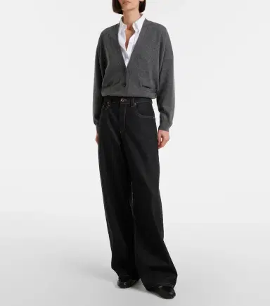 Brunello Cucinelli Leather-trimmed wide-leg jeans | Thumbnail 6 Brunello Cucinelli Leather-trimmed wide-leg jeans | Thumbnail 6
