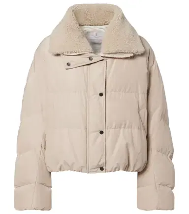 Brunello Cucinelli Shearling-trimmed cotton-blend down jacket | Thumbnail 1 Brunello Cucinelli Shearling-trimmed cotton-blend down jacket | Thumbnail 1