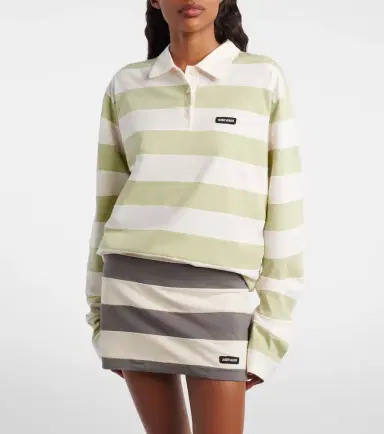 Miu Miu Striped cotton jersey polo shirt | Thumbnail 6