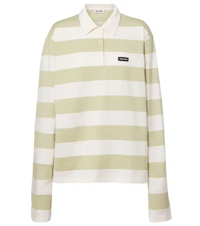 Miu Miu Striped cotton jersey polo shirt