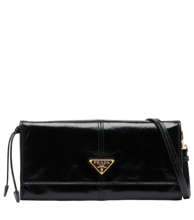 Logo leather pouch with strap