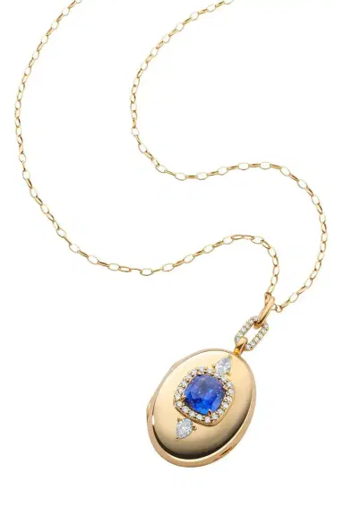 MONICA RICH KOSANN Blue Sapphire Diamond Oval Locket Necklace | Thumbnail 1 MONICA RICH KOSANN Blue Sapphire Diamond Oval Locket Necklace | Thumbnail 1