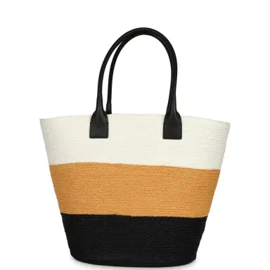 Chanel Chanel Maxi Coco Beach Small Shopping Bag White, Dark Beige, Black Raffia and Calfskin | Thumbnail 4 Chanel Chanel Maxi Coco Beach Small Shopping Bag White, Dark Beige, Black Raffia and Calfskin | Thumbnail 4