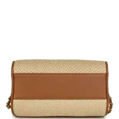 Chanel Chanel Mini Timeless Classic Barrel Bag with Chain Beige Braided Raffia and Brown Calfskin Light Gold Hardware | Thumbnail 6 Chanel Chanel Mini Timeless Classic Barrel Bag with Chain Beige Braided Raffia and Brown Calfskin Light Gold Hardware | Thumbnail 6