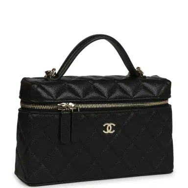 Chanel Chanel Top Handle Long Vanity Case with Chain Black Shiny Caviar Light Gold Hardware | Thumbnail 2 Chanel Chanel Top Handle Long Vanity Case with Chain Black Shiny Caviar Light Gold Hardware | Thumbnail 2