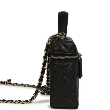 Chanel Chanel Top Handle Long Vanity Case with Chain Black Shiny Caviar Light Gold Hardware | Thumbnail 3 Chanel Chanel Top Handle Long Vanity Case with Chain Black Shiny Caviar Light Gold Hardware | Thumbnail 3