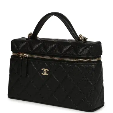 Chanel Chanel Top Handle Long Vanity Case with Chain Black Shiny Caviar Light Gold Hardware | Thumbnail 5 Chanel Chanel Top Handle Long Vanity Case with Chain Black Shiny Caviar Light Gold Hardware | Thumbnail 5
