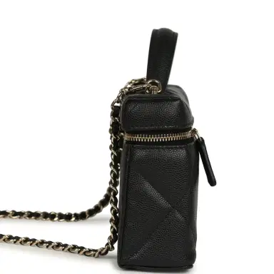 Chanel Chanel Top Handle Long Vanity Case with Chain Black Shiny Caviar Light Gold Hardware | Thumbnail 3 Chanel Chanel Top Handle Long Vanity Case with Chain Black Shiny Caviar Light Gold Hardware | Thumbnail 3