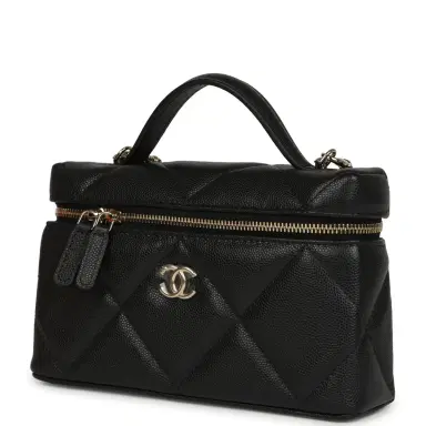 Chanel Chanel Top Handle Long Vanity Case with Chain Black Shiny Caviar Light Gold Hardware | Thumbnail 5 Chanel Chanel Top Handle Long Vanity Case with Chain Black Shiny Caviar Light Gold Hardware | Thumbnail 5